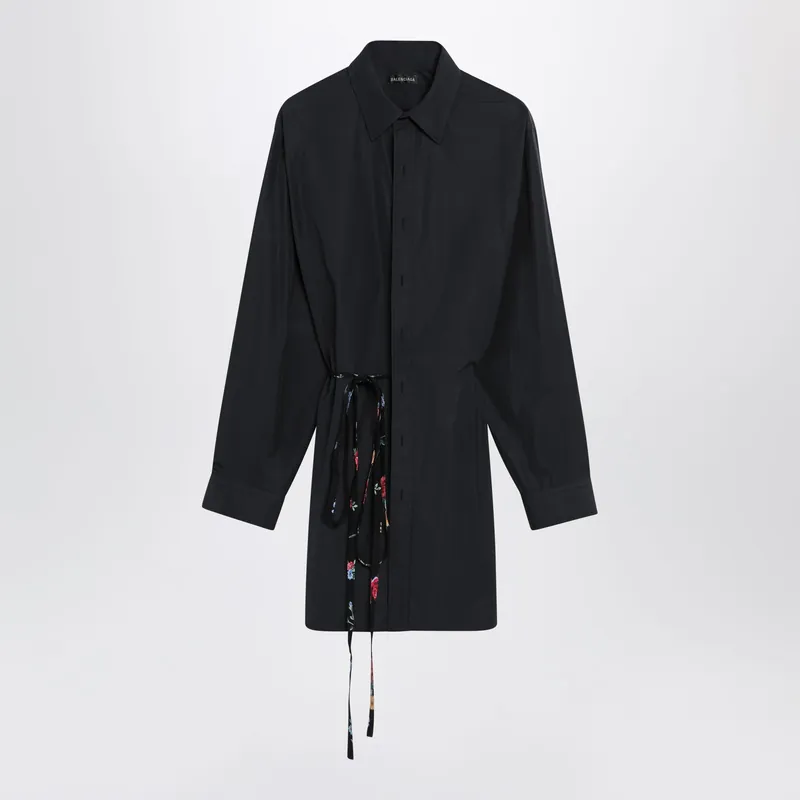 Short Dress With Floral Waist Belt - Balenciaga