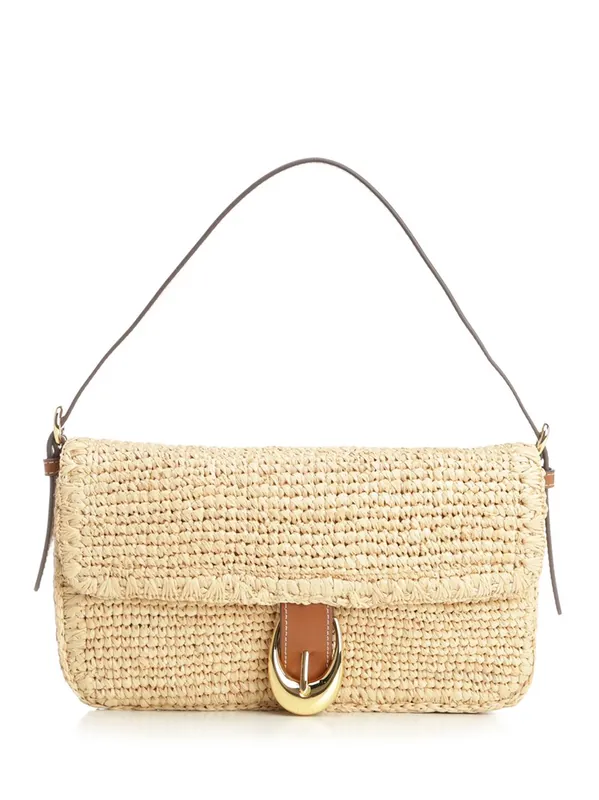 Harlow Raffia Shoulder Bag Shoulder Bags Beige - Staud