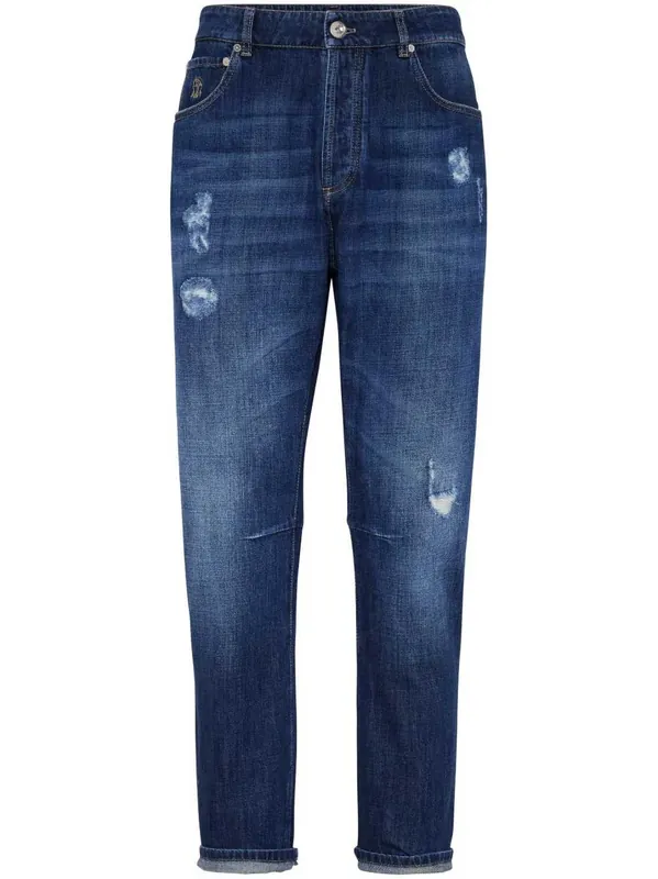 Distressed Straight Jeans - Brunello Cucinelli