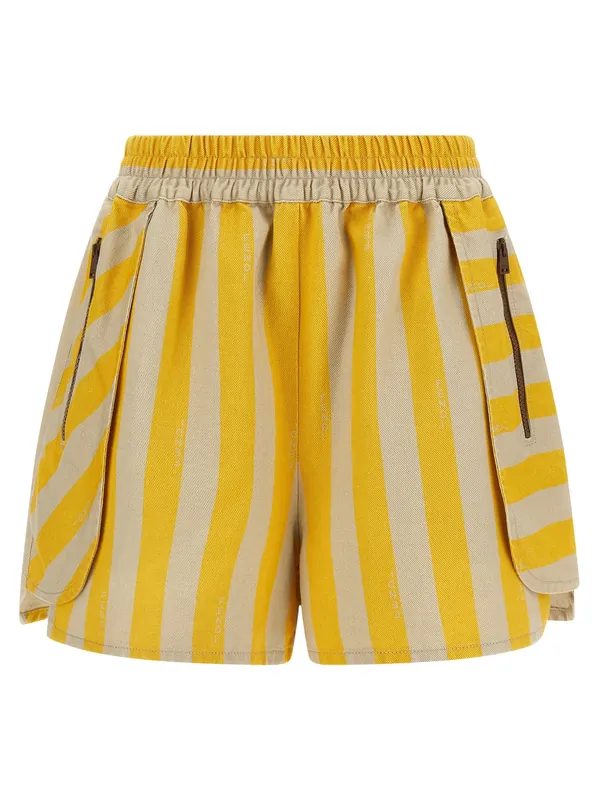Pequin Striped Shorts Bermuda And Short Yellow - Fendi