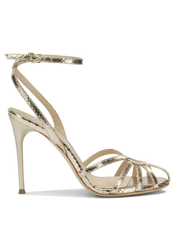 100mm Heeled Sandals Gold - Sergio Levantesi