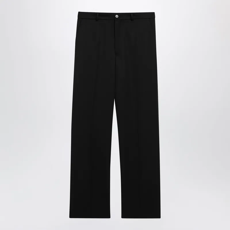 Too Far Tailored Trousers In Dry Wool, Black - Balenciaga