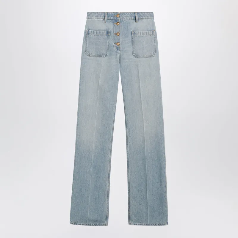 Straight-Leg Cotton Denim Jeans In Light Blue