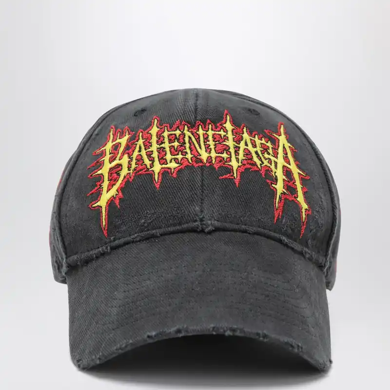 Sacré Cœur Cotton Drill Baseball Cap In Faded Black - Balenciaga
