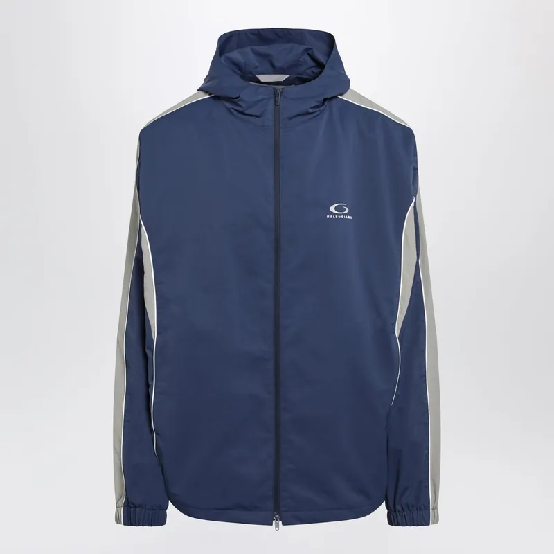 Washed-Effect Technical Satin Track Jacket In Navy