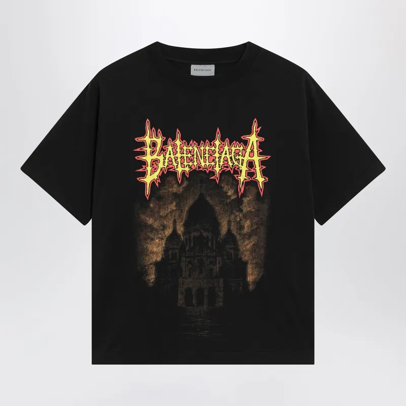 Sacré Cœur Print Medium-Fit Cotton T-Shirt In Black