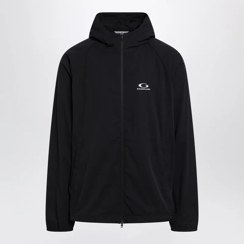 Technical Hooded Track Jacket In Polyamide, Black - Balenciaga