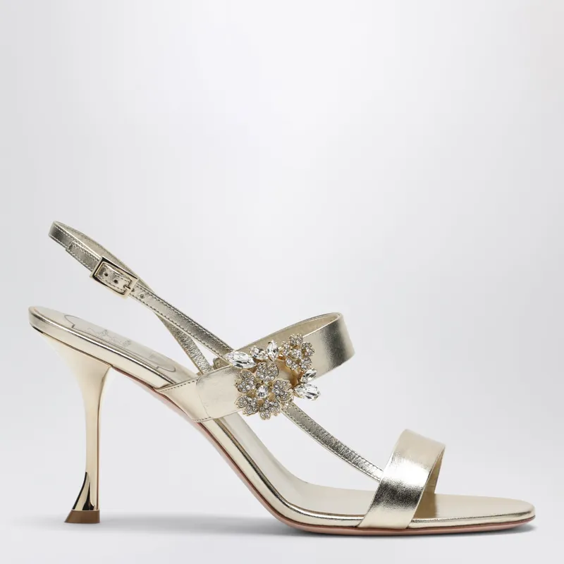 Gold Leather Efflorescence Sandals - Roger Vivier