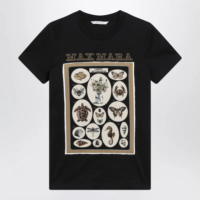 Black Cotton Jersey T-Shirt With Front Print