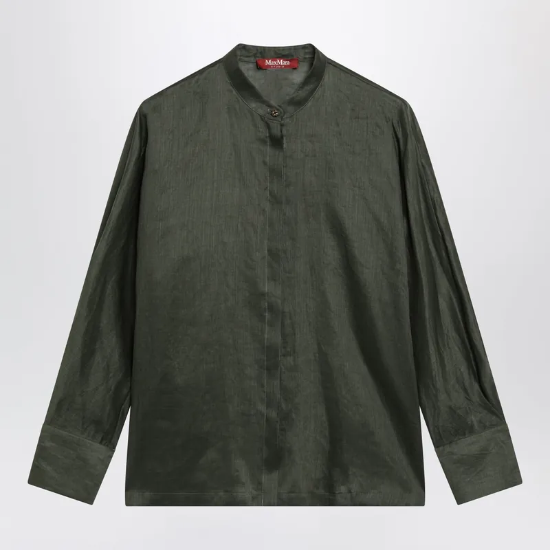 Ramie Canvas Shirt In Khaki Green - Max Mara