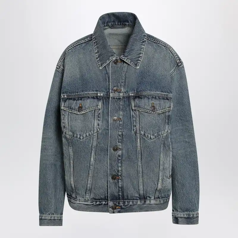 Kick Cotton Denim Jacket In Dirty Vintage Blue - Balenciaga