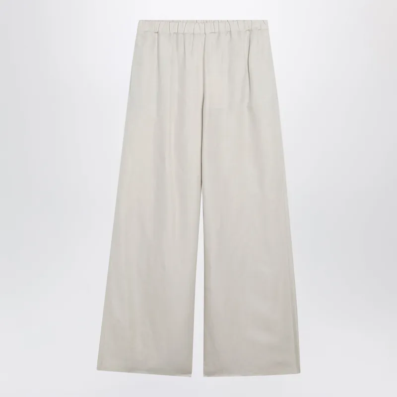 Wide-Leg Linen And Silk Twill Trousers In Beige