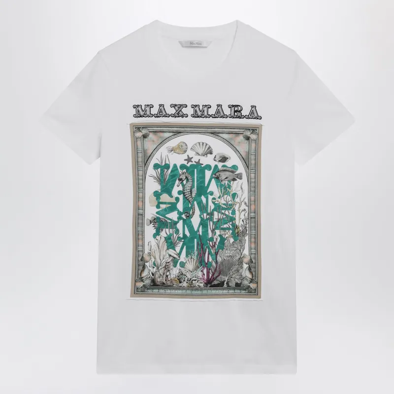 Optical White Cotton Jersey T-Shirt With Front Print