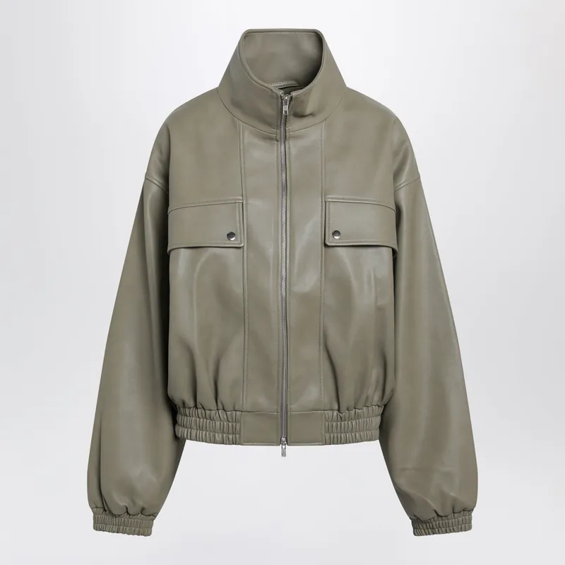 Nolita Faux Leather Bomber Jacket In Sage - The Frankie Shop