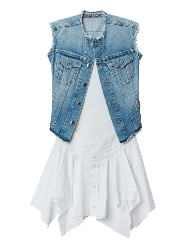 Combo Layered Dress With Denim Vest - Alexander Wang