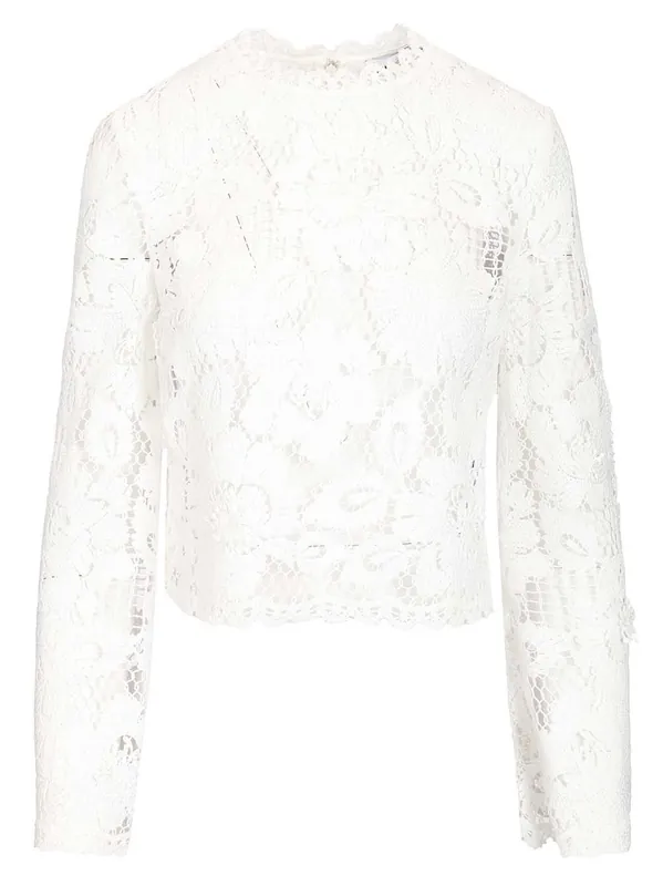 White Crochet Lace Top Tops White - Self-Portrait