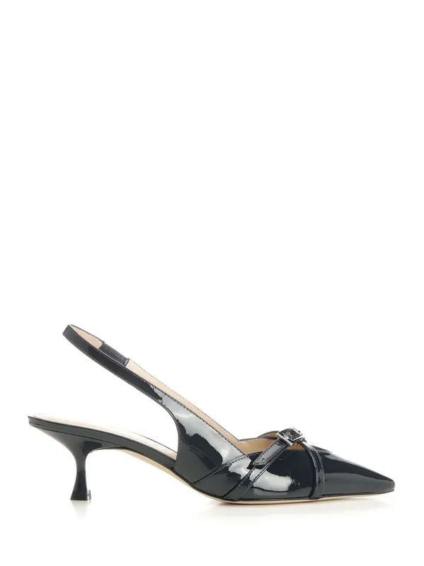 Georgie Slingback In Blue Patent Leather Pumps Blue - Stuart Weitzman
