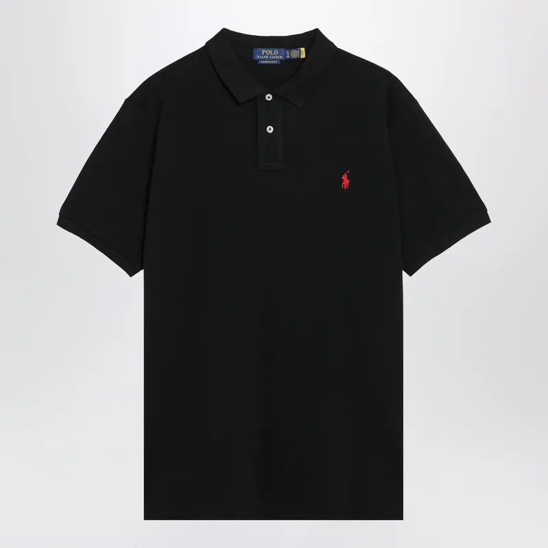 Black Cotton Custom Slim-Fit Polo