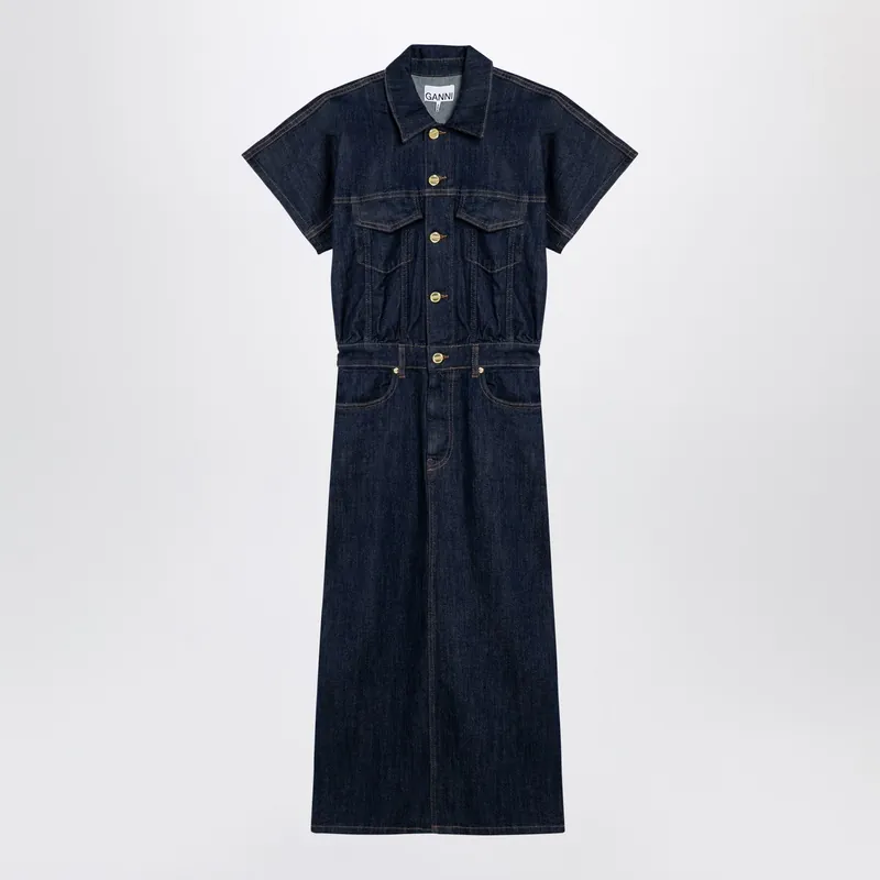 Blue Midi Dress In Organic Denim - Ganni