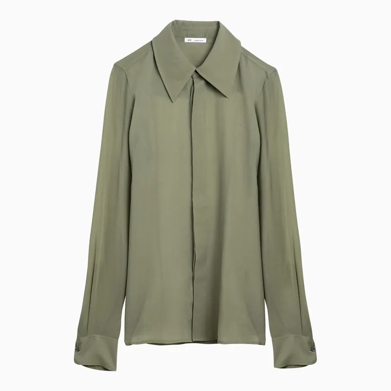 Olive Green Silk Shirt - Ami Paris