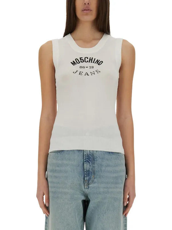 Knit Top With Inlay Logo - Moschino