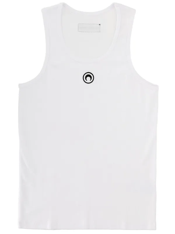Ribbed Tank Top With Moon Logo - Marine Serre