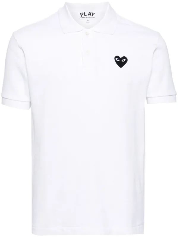 Black Heart Cotton Polo Shirt - Comme Des Garçon
