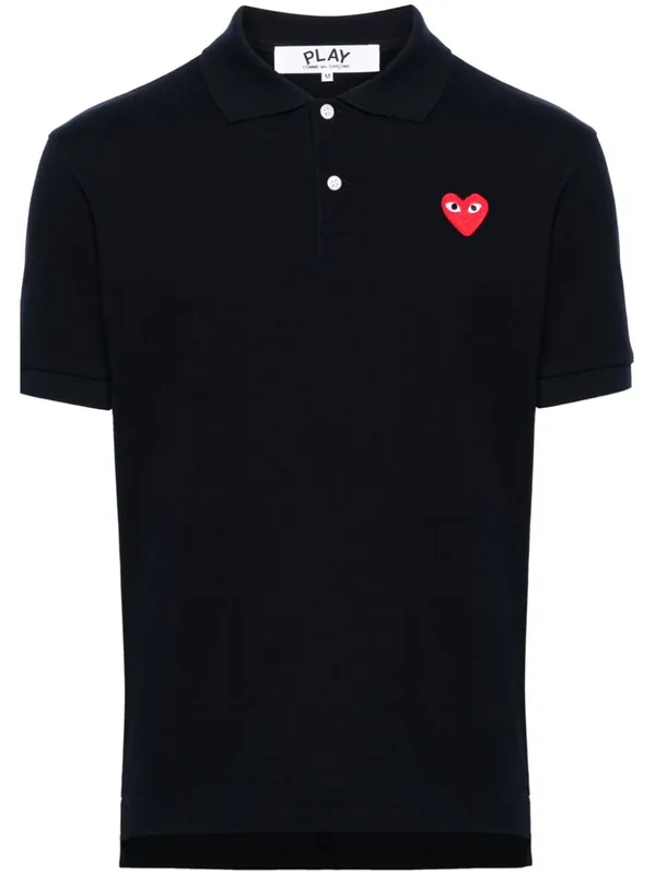 Red Heart Cotton Polo Shirt - Comme Des Garçon