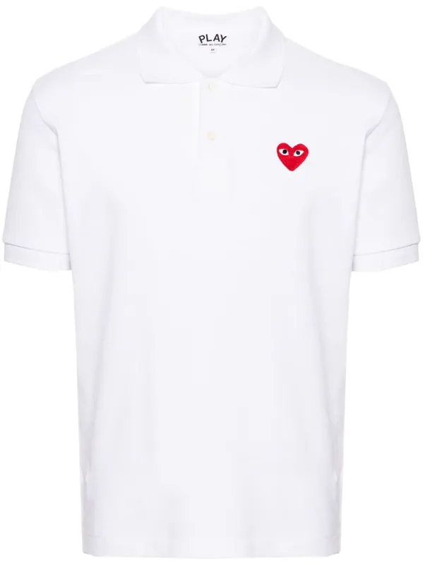 Red Heart Cotton Polo Shirt - Comme Des Garçon