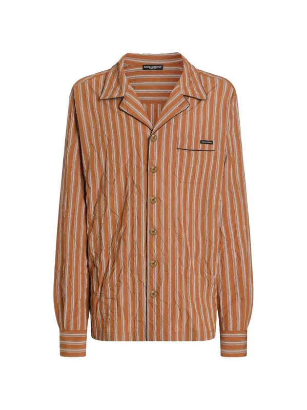 Striped Shirt With Applique - Dolce & Gabbana