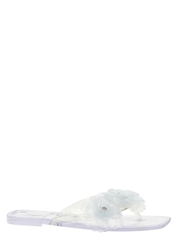 Silicone Flower Flat Sandals Transparent - Coperni