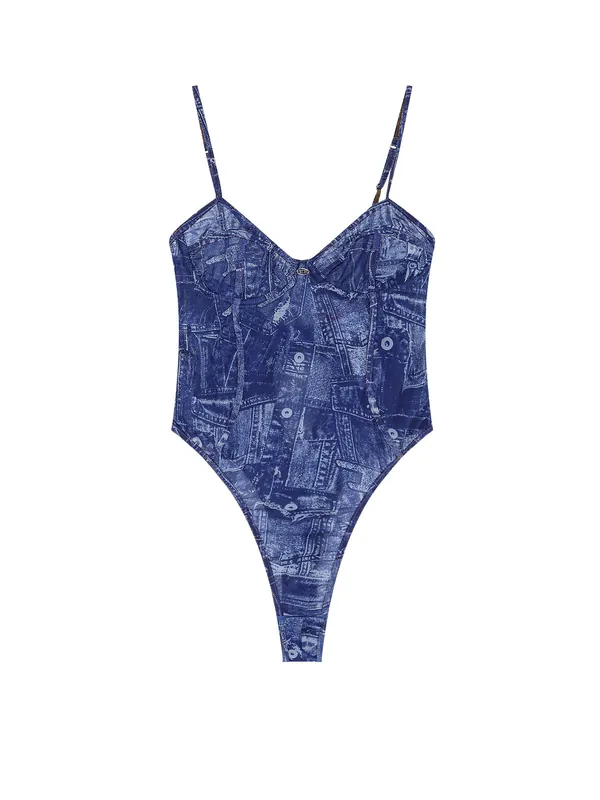 Bridget Nylon Bodysuit With Denim Print - Diesel