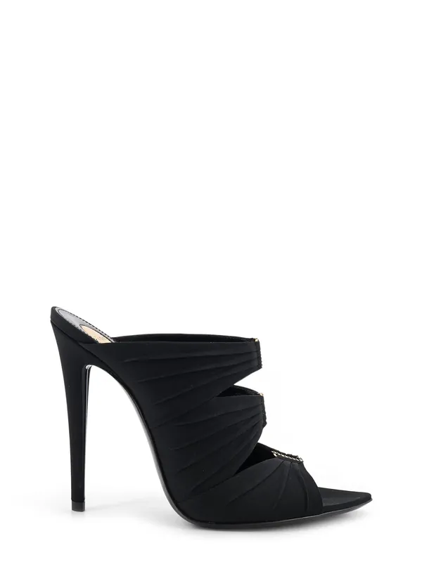 Emilie Satin Sandals With Rhinestone Logo Detail - Saint Laurent