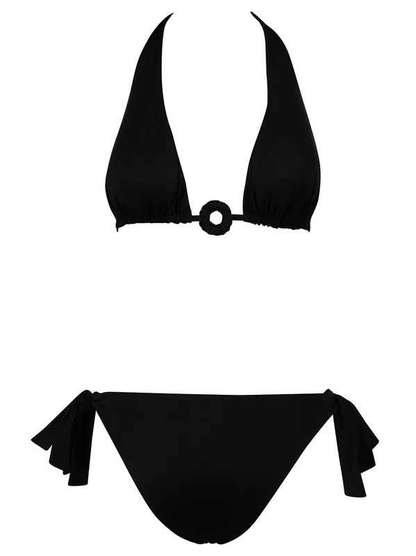Ruffled Triangle Bikini With Ring - Fisico