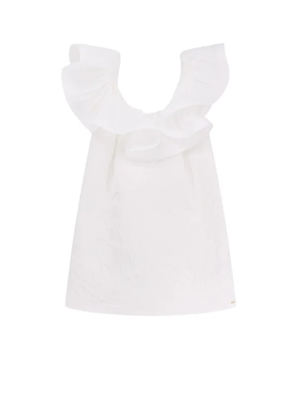 Floral Jacquard Mini Dress With Ruches - Elisabetta Franchi