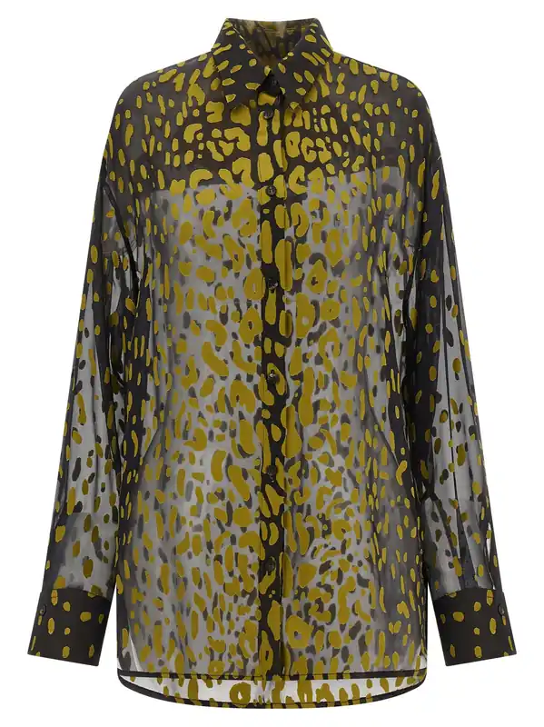 Georgette Devoré Shirt Shirt And Blouse Brown - Ferragamo