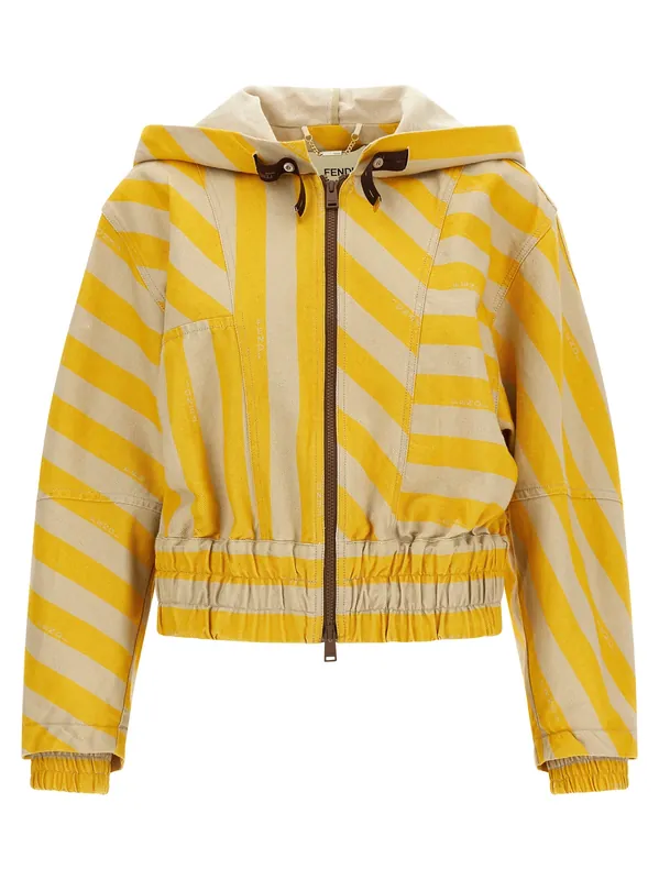Pequin Striped Jacket Puffer Jackets Yellow - Fendi