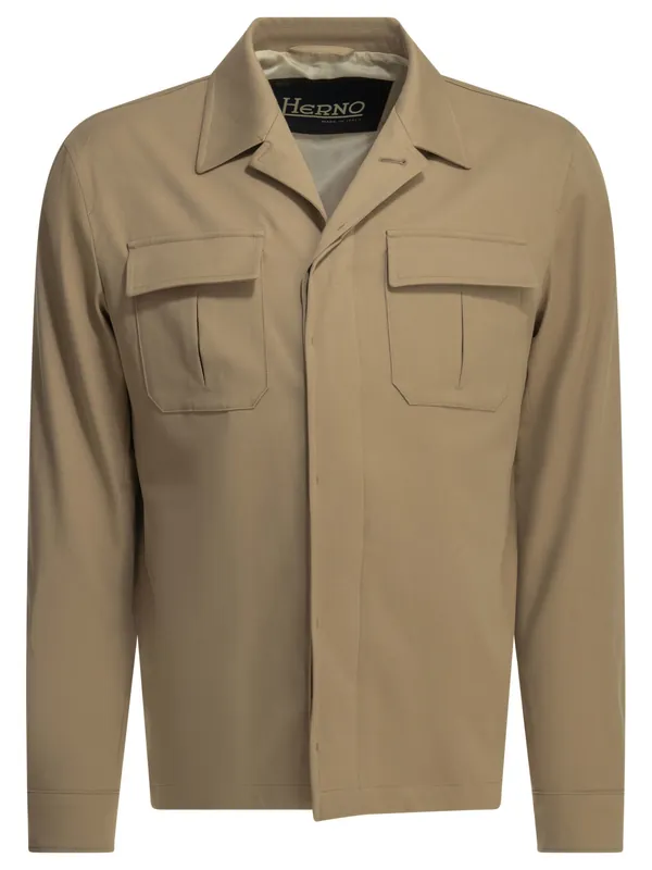 Cotton Overshirt Jacket Jackets And Coats Beige - Herno
