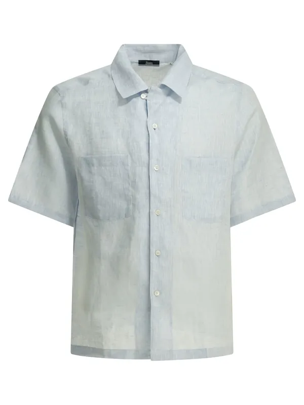 Casual Linen Shirt Shirts Light Blue - Herno