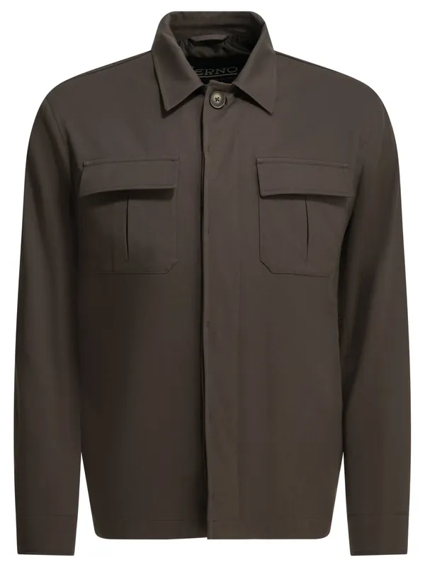 Cotton Overshirt Jacket Jackets And Coats Brown - Herno