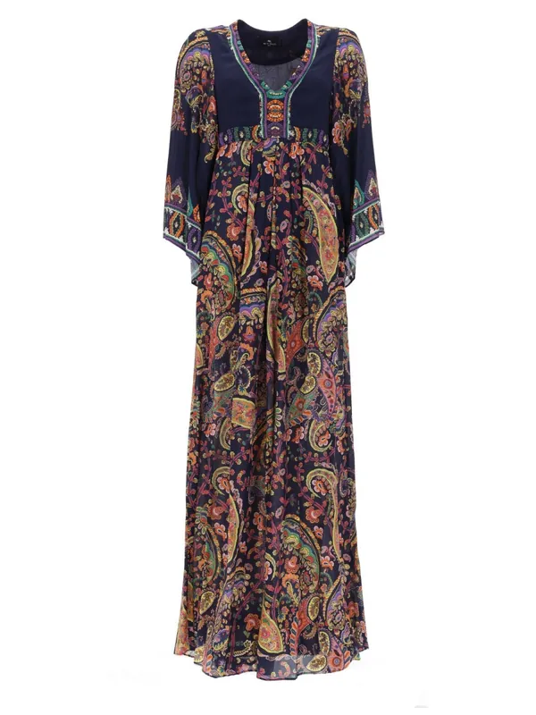 Abito Lungo Con Stampa "Paisley" - Etro