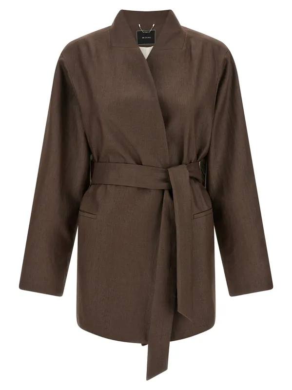 Linen Blend Blazer Blazers Brown - Kiton