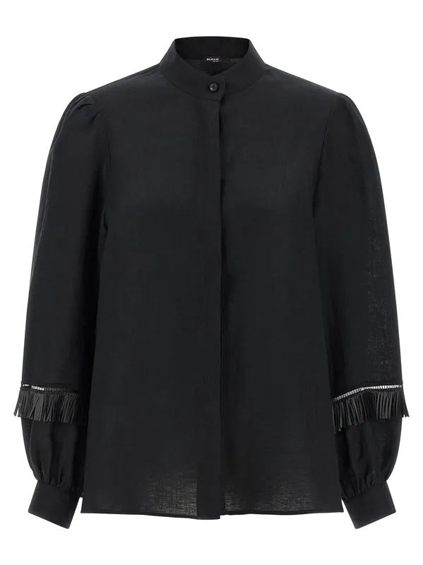 Fringed Shirt Shirt And Blouse Black - Kiton