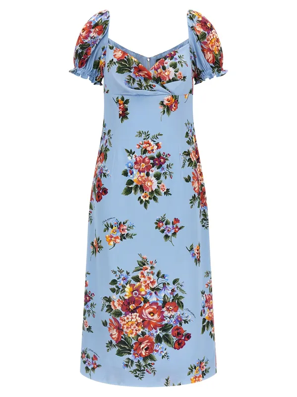 Mazzo Di Fiori Dresses Light Blue - Dolce & Gabbana