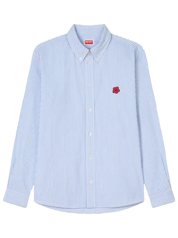 `Boke Flower` Embroidered Casual Shirt In Seersucker Cotton - Kenzo