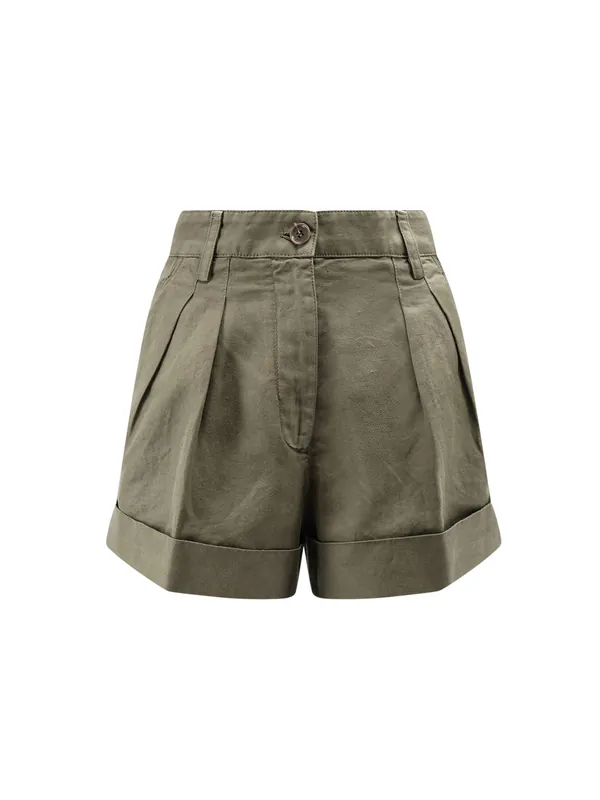 Cotton And Linen Shorts - Aspesi