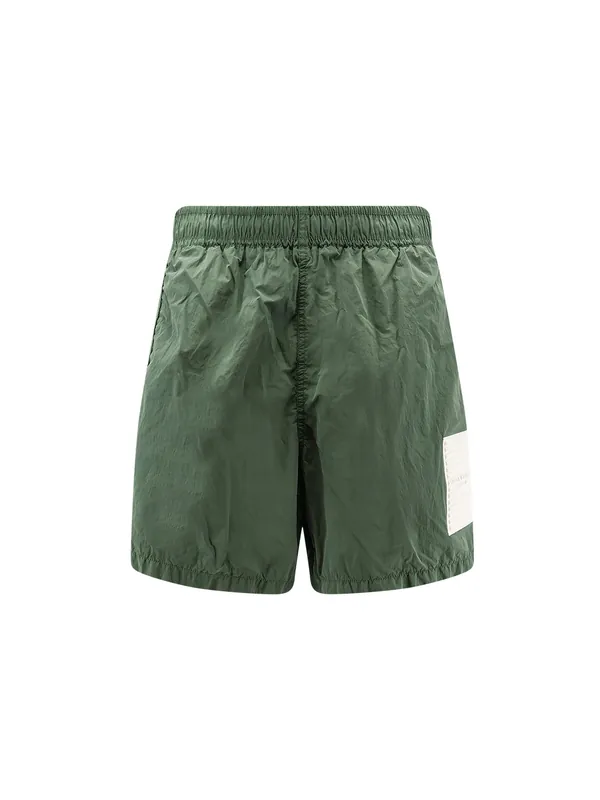 Nylon Swim Trunks With Contrasting Logo Patch - Stone Island