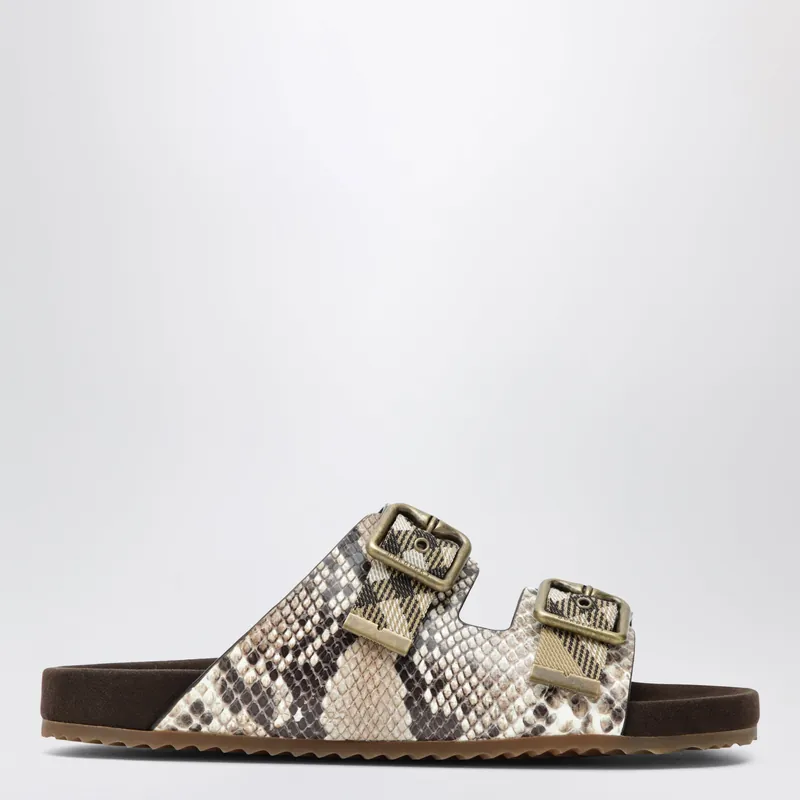 Urchin Sandals In Leather With Python Print - Burberry