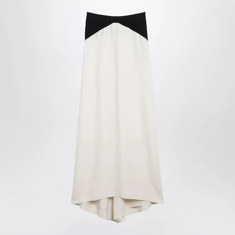 Long Silk Skirt In Vanilla/Black - Valentino Garavani