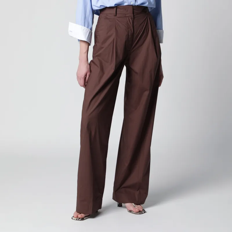 Brown Cotton Trousers - Thelatest
